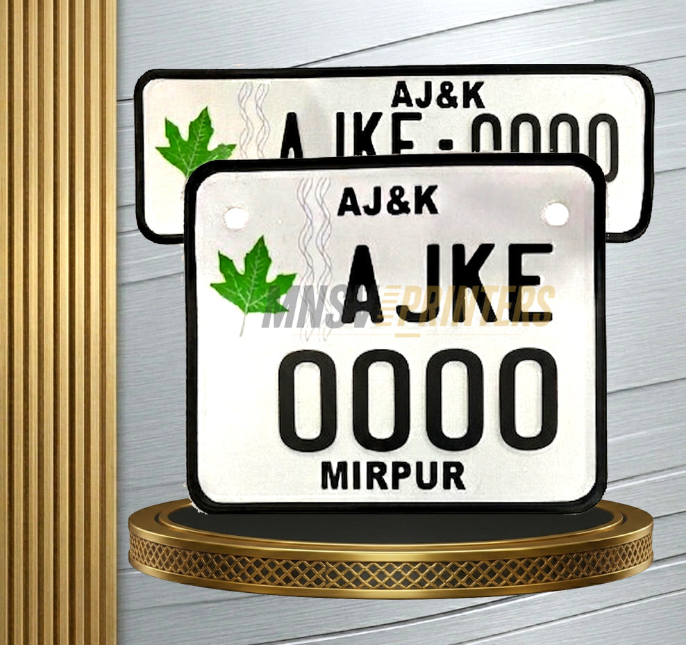 AJK Metal Replica Number Plate – Upper Embossed
