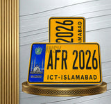 Islamabad Yellow Commercial Metal Number Plate – Upper Embossed